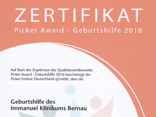 Immanuel Klinikum Bernau - Geburtshilfe - Picker Award 2016